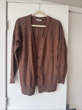 Madewell Heathered Rust Multi Knit Long Cardigan Sweater